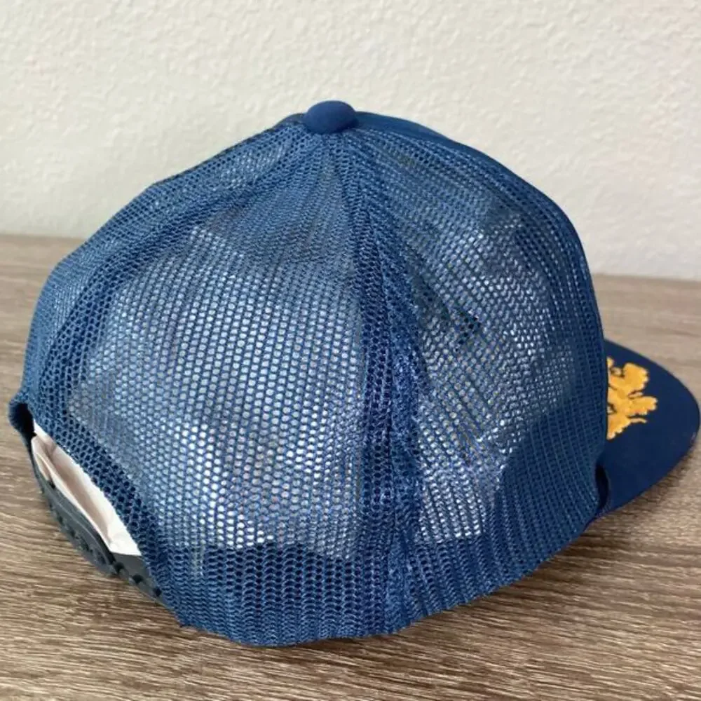 Vintage‎ Blue Captain Snapback Hat Unisex Adjustable Nautical 80s Style